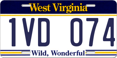 WV license plate 1VD074