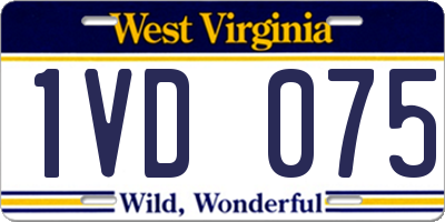 WV license plate 1VD075