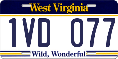 WV license plate 1VD077