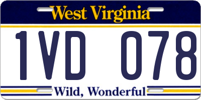 WV license plate 1VD078