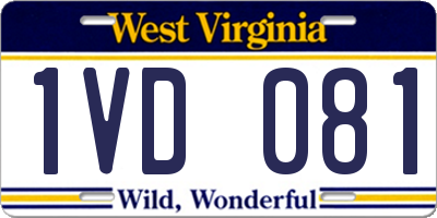 WV license plate 1VD081