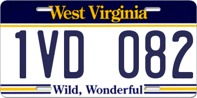 WV license plate 1VD082