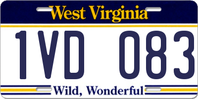 WV license plate 1VD083