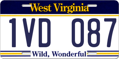 WV license plate 1VD087