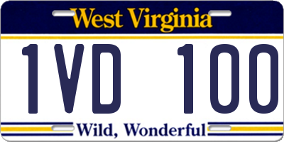 WV license plate 1VD100