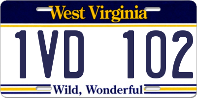 WV license plate 1VD102