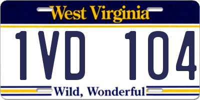 WV license plate 1VD104