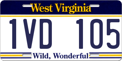 WV license plate 1VD105