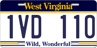 WV license plate 1VD110