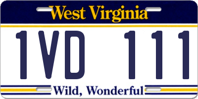 WV license plate 1VD111
