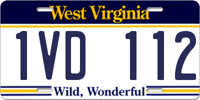 WV license plate 1VD112