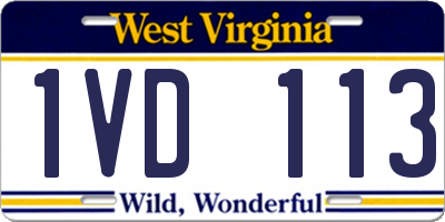WV license plate 1VD113