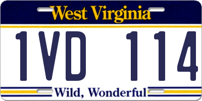 WV license plate 1VD114