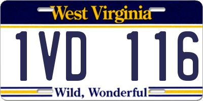 WV license plate 1VD116