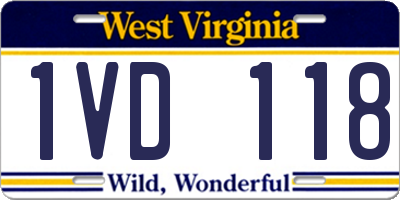 WV license plate 1VD118