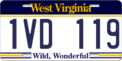 WV license plate 1VD119