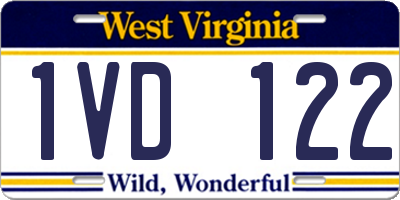 WV license plate 1VD122