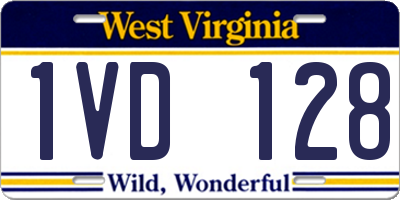 WV license plate 1VD128