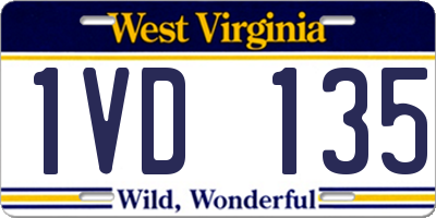 WV license plate 1VD135