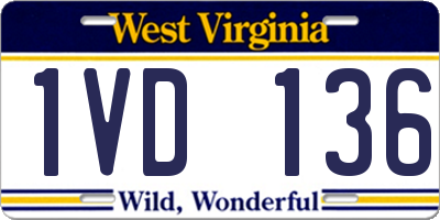 WV license plate 1VD136