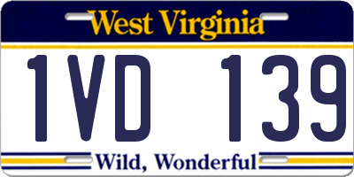 WV license plate 1VD139