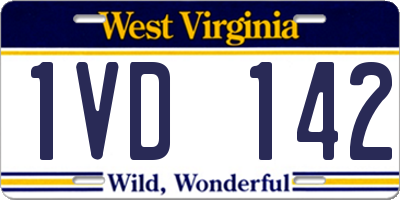 WV license plate 1VD142