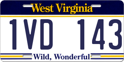 WV license plate 1VD143