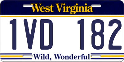 WV license plate 1VD182