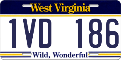 WV license plate 1VD186