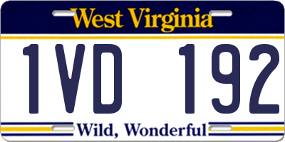 WV license plate 1VD192