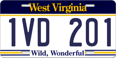 WV license plate 1VD201
