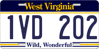 WV license plate 1VD202
