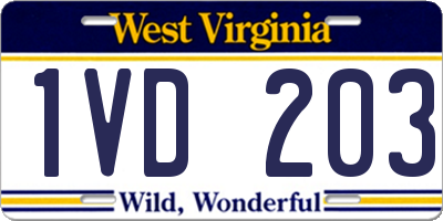 WV license plate 1VD203
