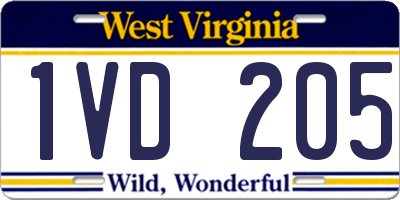 WV license plate 1VD205