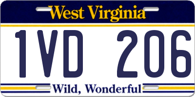 WV license plate 1VD206