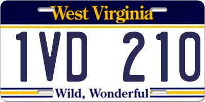 WV license plate 1VD210