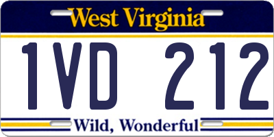 WV license plate 1VD212