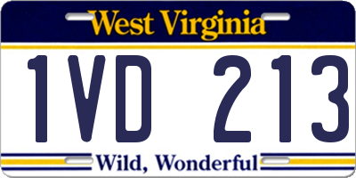 WV license plate 1VD213