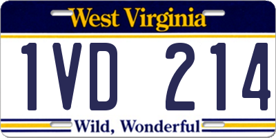 WV license plate 1VD214