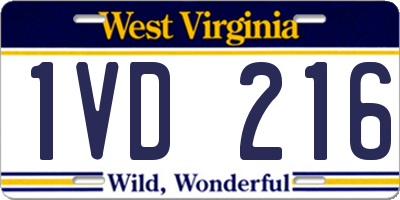 WV license plate 1VD216