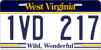 WV license plate 1VD217