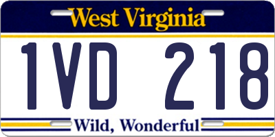 WV license plate 1VD218