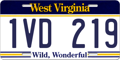 WV license plate 1VD219