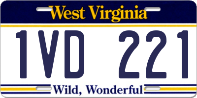 WV license plate 1VD221