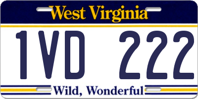 WV license plate 1VD222