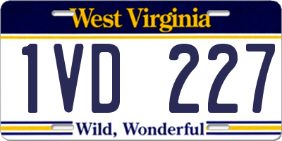 WV license plate 1VD227