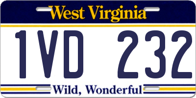 WV license plate 1VD232