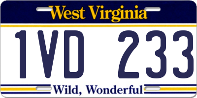 WV license plate 1VD233