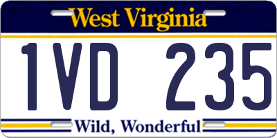 WV license plate 1VD235