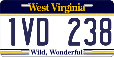 WV license plate 1VD238